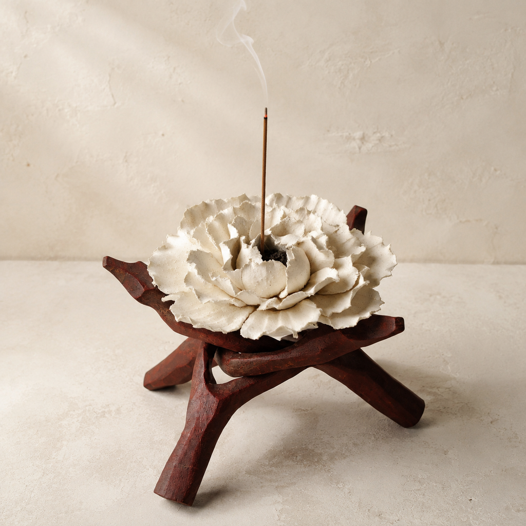 Handcrafted Porcelain Flower Incense Burner & Aroma Diffuser