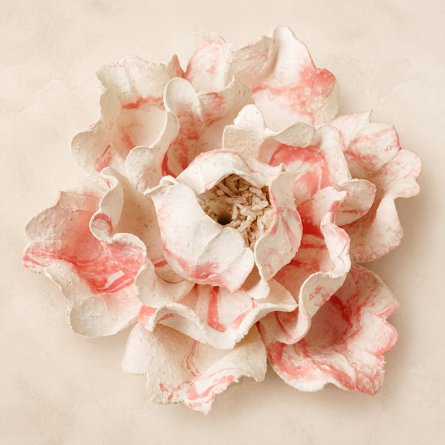 MoonMurmur ceramic peony incense holder